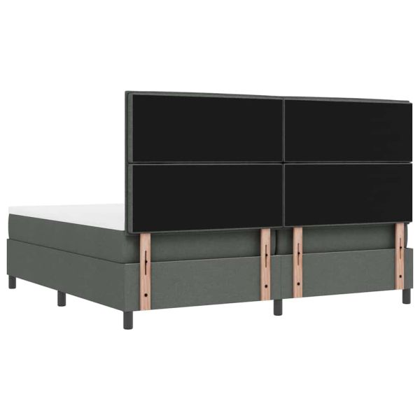 Легло с пружинирана основа Тъмен сив 200 x 200 cm текстил