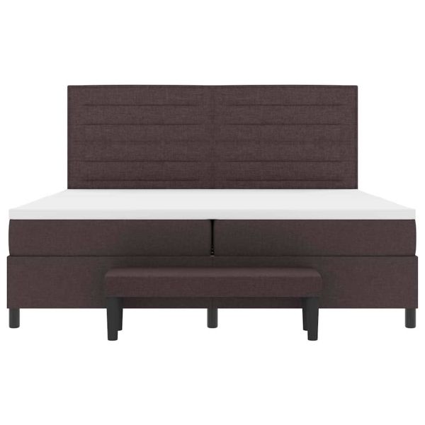 Легло с пружинирана основа Тъмен кафяв 200 x 200 cm текстил