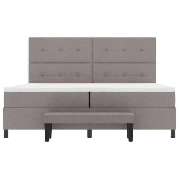 Легло с пружинирана основа с матрак Таупе 200 x 200 cm текстил