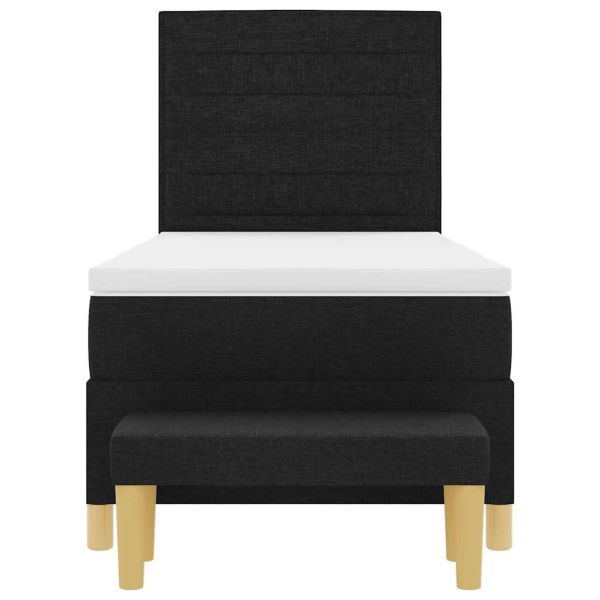 Легло с пружинирана основа с матрак Черно 100 x 200 cm текстил