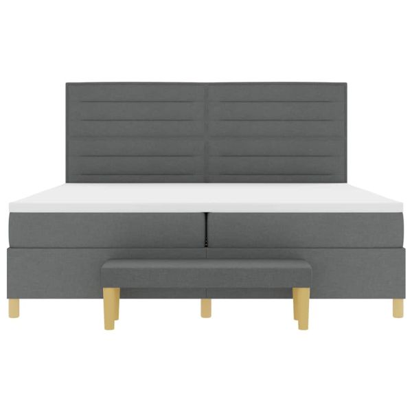 Легло с пружинирана основа Тъмен сив 200 x 200 cm текстил