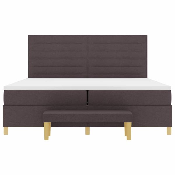 Легло с пружинирана основа Тъмнокафяв 200 x 200 cm текстил