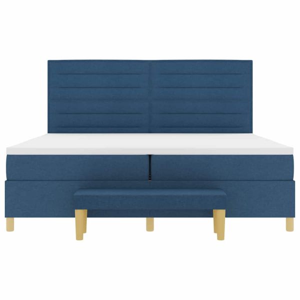 Легло с пружинирана основа с матрак Синьо 200 x 200 cm текстил