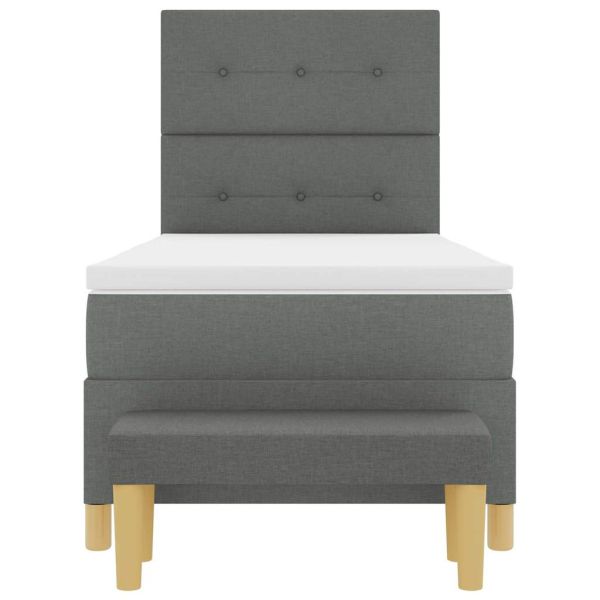 Легло с пружинирана основа Тъмносив 80 x 200 cm текстил