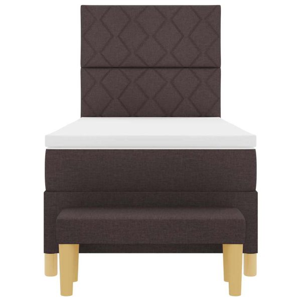 Легло с пружинирана основа Тъмнокафяв 100 x 200 cm текстил