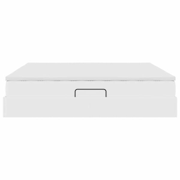 Легло с място за съхранение и матрак с матрак Бяло 200 x 200 cm