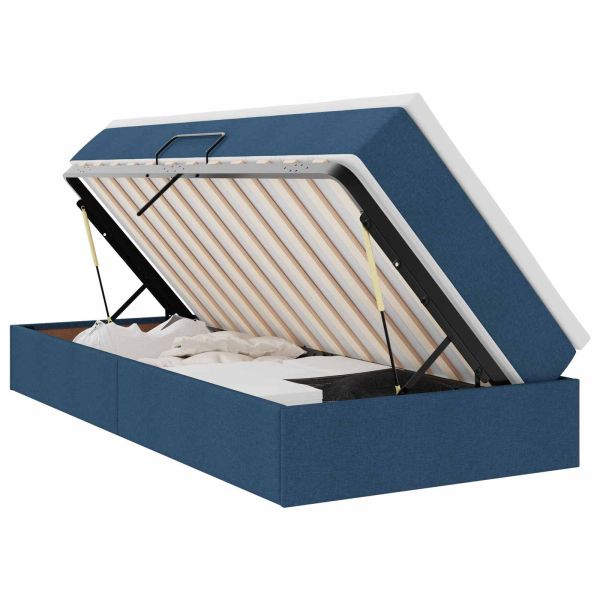 Легло с място за съхранение и матрак с матрак Синьо 90 x 200 cm