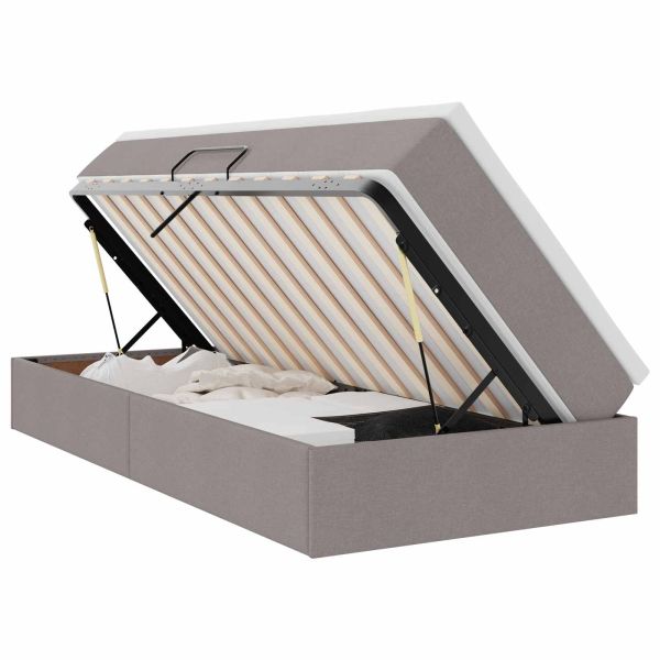 Легло с място за съхранение и матрак Таупе 100 x 200 cm