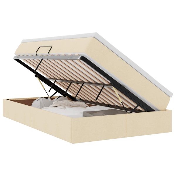 Легло с място за съхранение и матрак с матрак Крем 120 x 200 cm