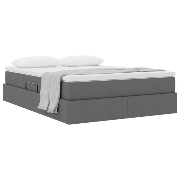 Легло с място за съхранение и матрак Тъмен сив 140 x 190 cm