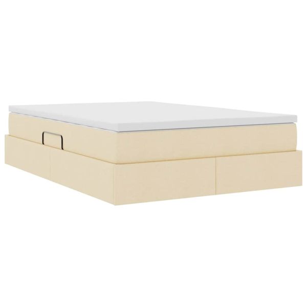 Легло с място за съхранение и матрак с матрак Крем 140 x 200 cm