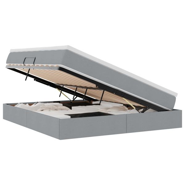 Легло с място за съхранение и матрак Светлосиво 180 x 200 cm