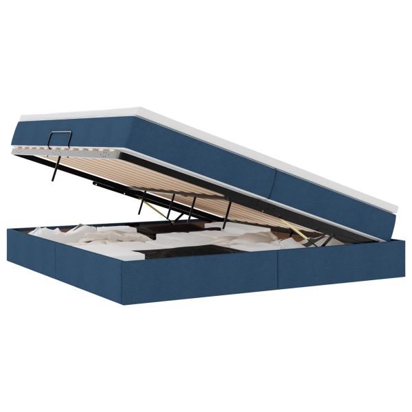 Легло с място за съхранение и матрак Синьо 200 x 200 cm