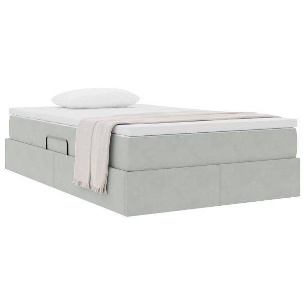 Легло с място за съхранение и матрак Светлосиво 120 x 190 cm