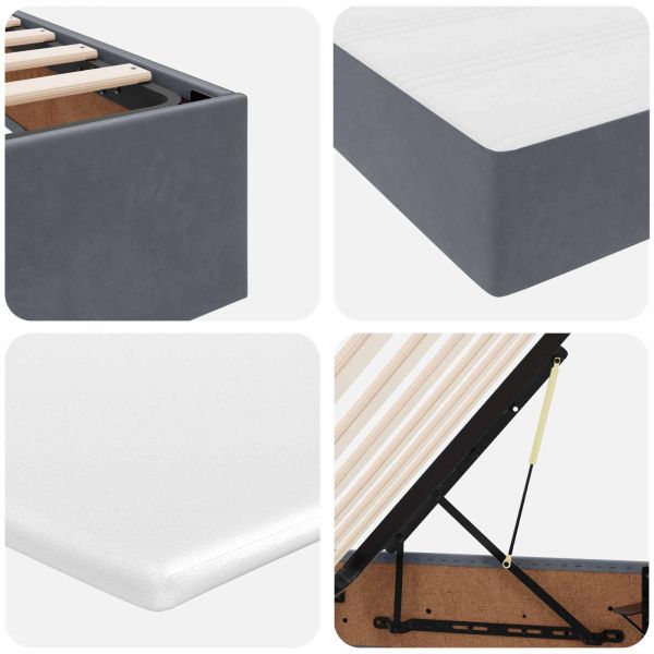 Легло с място за съхранение и матрак Тъмен сив 120 x 190 cm