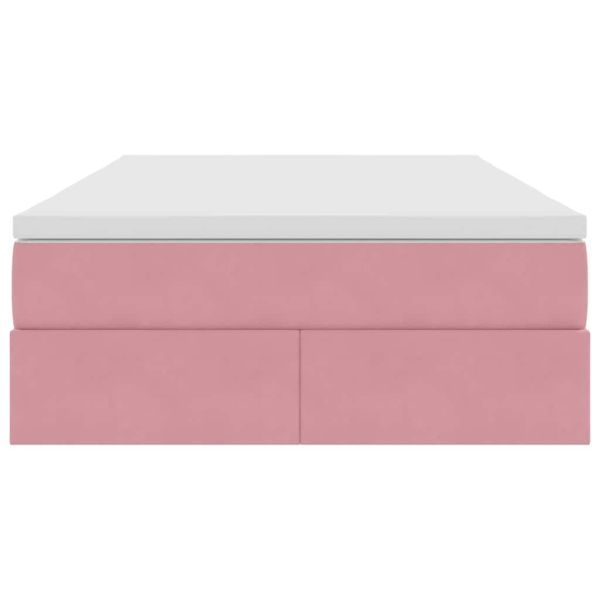 Легло с място за съхранение и матрак Розово 120 x 200 cm Кадифе