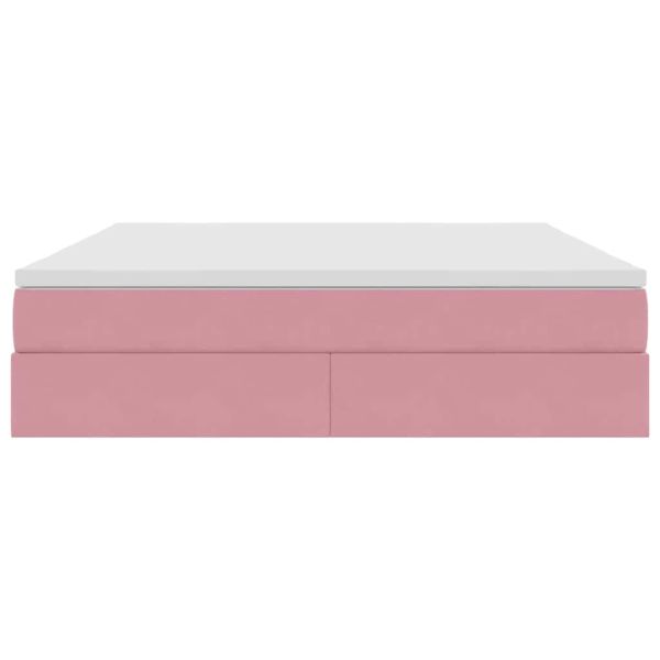 Легло с място за съхранение и матрак Розово 180 x 200 cm Кадифе