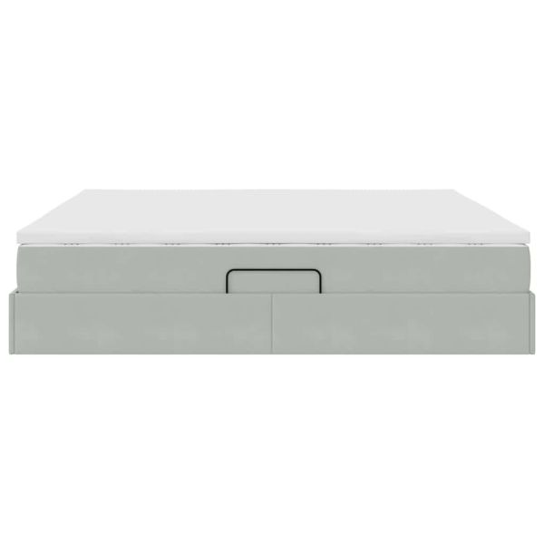 Легло с място за съхранение и матрак Светлосиво 200 x 200 cm