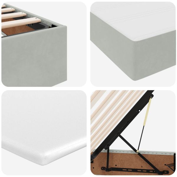 Легло с място за съхранение и матрак Светлосиво 200 x 200 cm