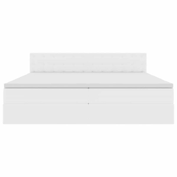 Легло с място за съхранение и матрак Чисто бяло 200 x 200 cm