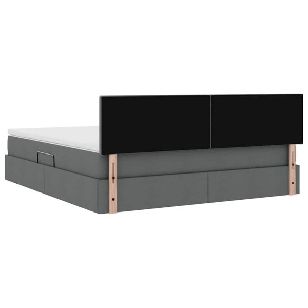 Легло с място за съхранение и матрак Тъмен сив 160 x 200 cm