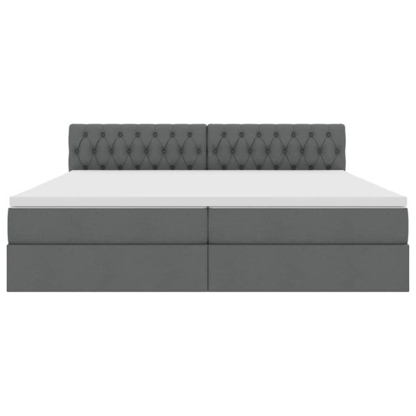 Легло с място за съхранение и матрак Тъмен сив 200 x 200 cm