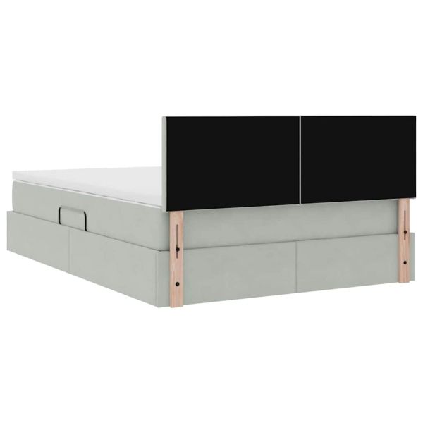 Легло с място за съхранение Светлосиво 140 x 190 cm Кадифе