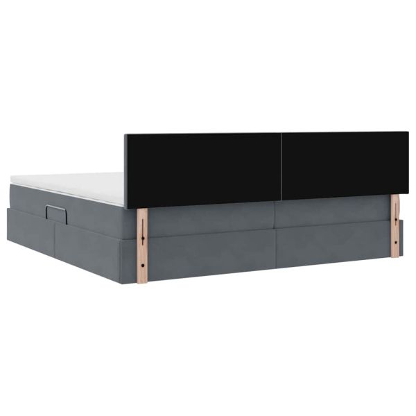 Легло с място за съхранение Тъмен сив 200 x 200 cm Кадифе