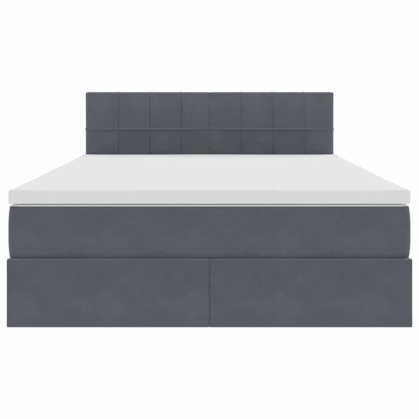 Легло с място за съхранение Тъмен сив 140 x 190 cm Кадифе