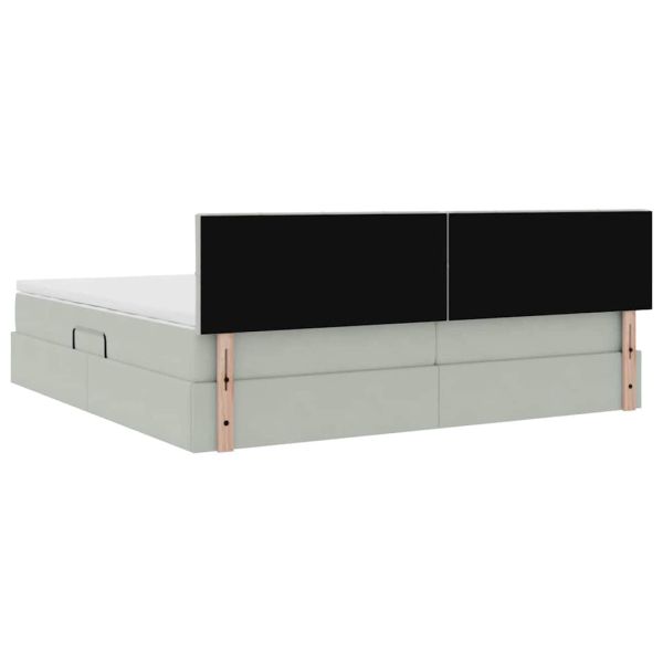 Легло с място за съхранение Светлосиво 200 x 200 cm Кадифе