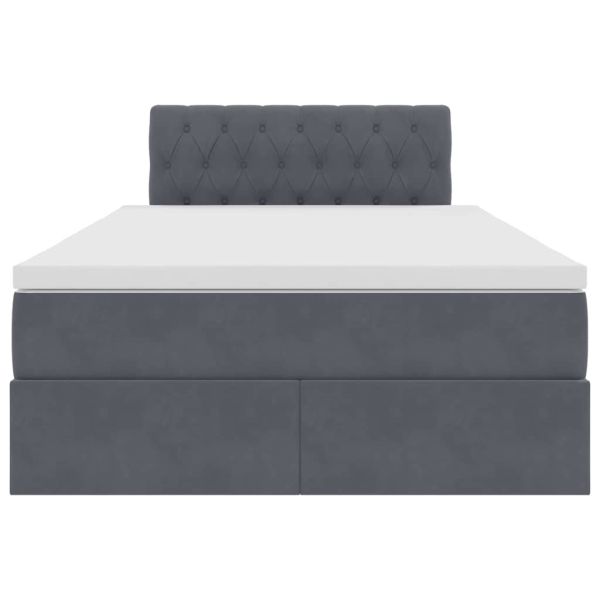 Легло с място за съхранение Тъмен сив 120 x 190 cm Кадифе