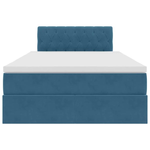 Легло с място за съхранение с матрак Синьо 120 x 190 cm Кадифе