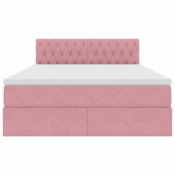 Легло с място за съхранение с матрак Розово 140 x 200 cm Кадифе