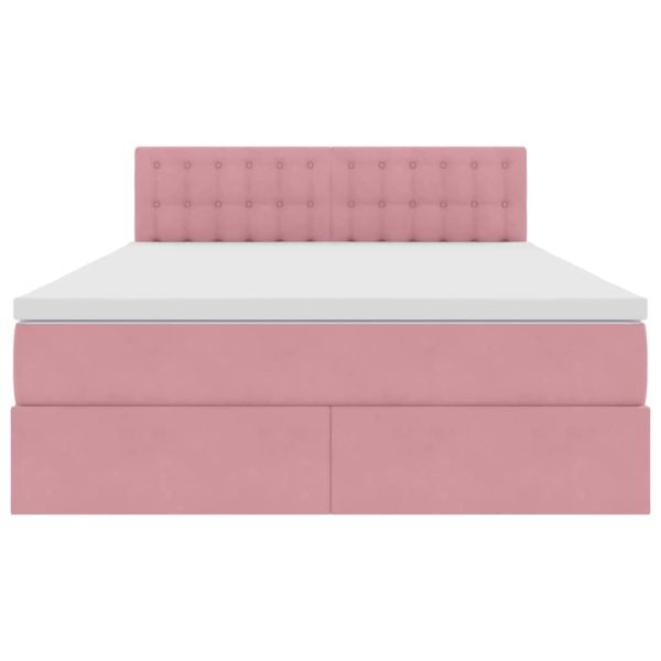 Легло с място за съхранение с матрак Розово 140 x 200 cm Кадифе