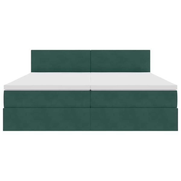 Легло с място за съхранение с матрак Тъмен зелен 90 x 200 cm