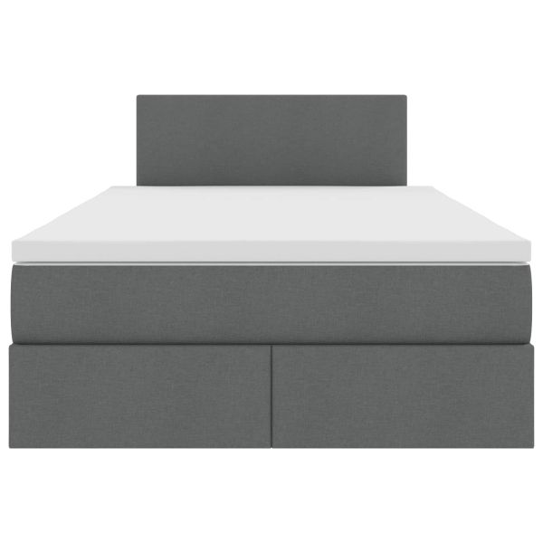 Легло с място за съхранение и LED с LED Тъмен сив 120 x 190 cm