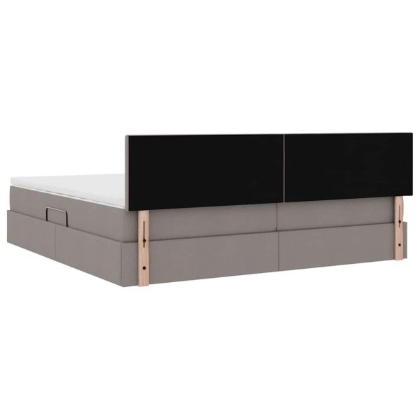 Легло с място за съхранение и LED Таупе 200 x 200 cm текстил