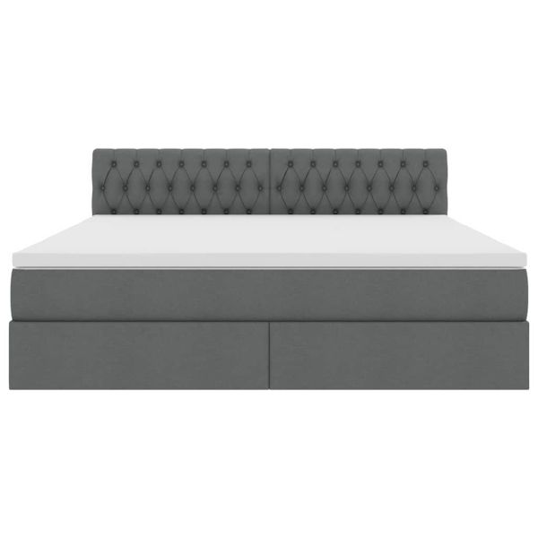 Легло с място за съхранение и LED с LED Тъмен сив 160 x 200 cm