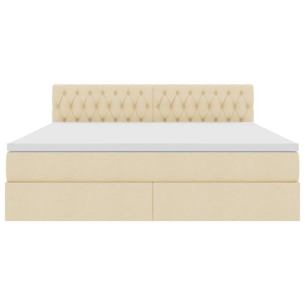 Легло с място за съхранение и LED Кремав 180 x 200 cm текстил