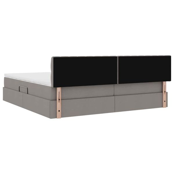 Легло с място за съхранение и LED Таупе 200 x 200 cm текстил