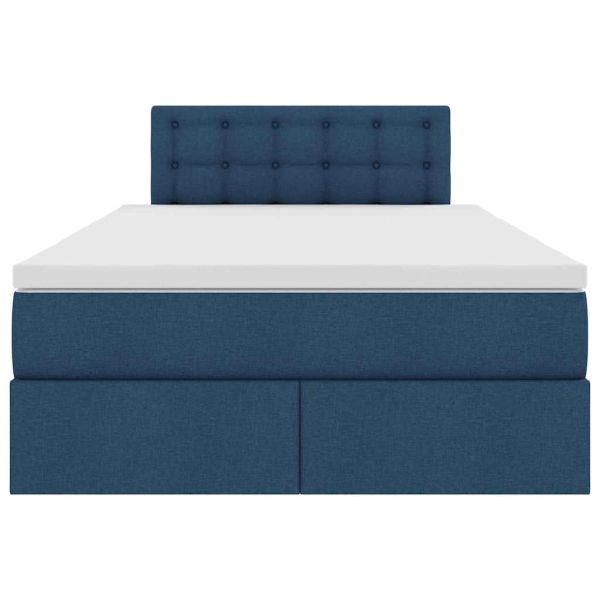 Легло с място за съхранение и LED Синьо 120 x 200 cm текстил