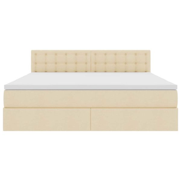 Легло с място за съхранение и LED Кремав 160 x 200 cm текстил