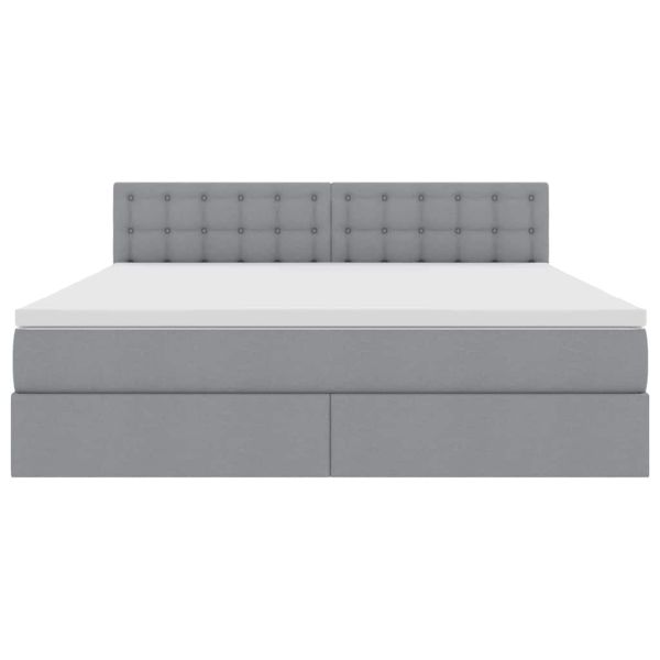 Легло с място за съхранение и LED с LED Светлосиво 180 x 200 cm