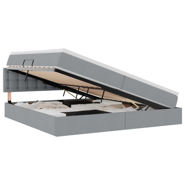 Легло с място за съхранение и LED с LED Светлосиво 200 x 200 cm