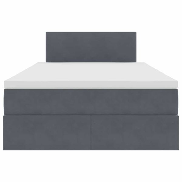 Легло с място за съхранение и LED Тъмен сив 120 x 190 cm Кадифе