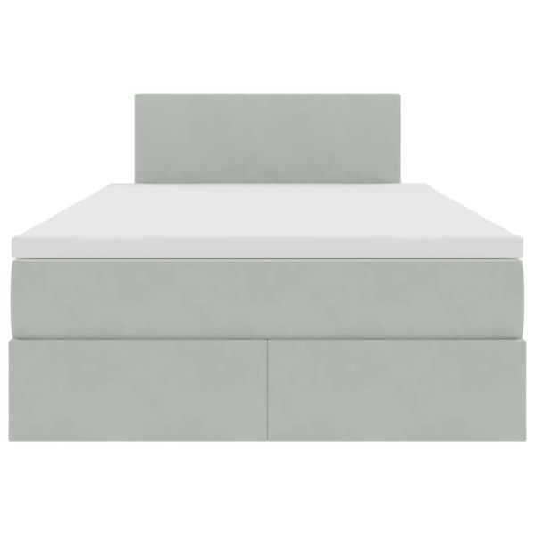 Легло с място за съхранение и LED Светлосиво 120 x 200 cm