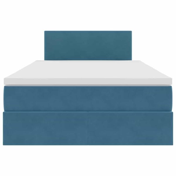 Легло с място за съхранение и LED Тъмен син 120 x 200 cm Кадифе