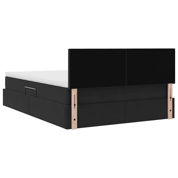 Легло с място за съхранение и LED Черно 140 x 190 cm Кадифе