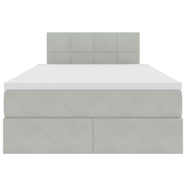 Легло с място за съхранение и LED с LED Светлосиво 120 x 200 cm