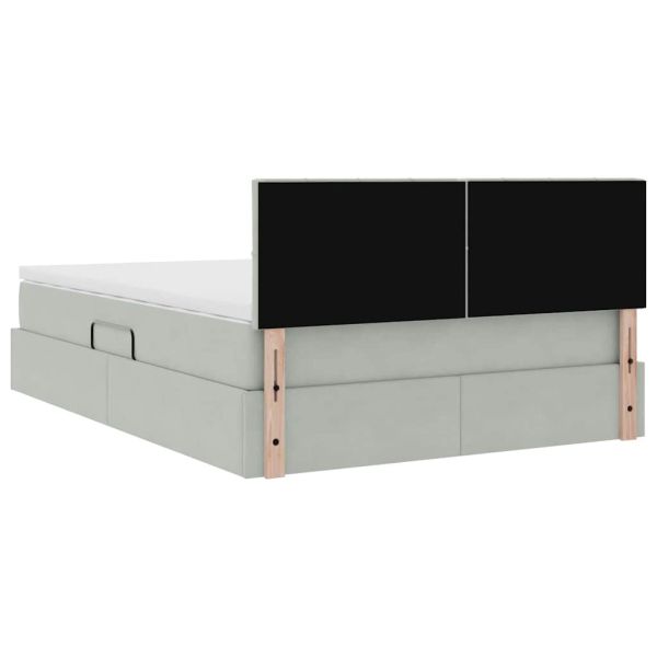 Легло с място за съхранение и LED с LED Светлосиво 140 x 190 cm